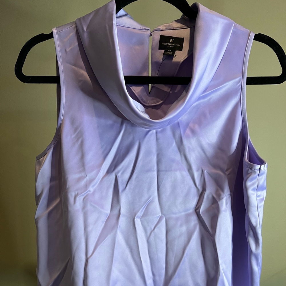 NWT Worthington Sleeveless Cowl Neck Blouse, Size Petite Small